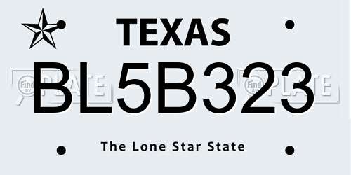 BL5B323 Texas License Plate