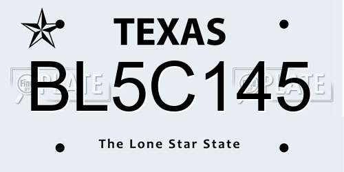 BL5C145 Texas License Plate