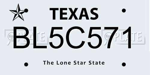 BL5C571 Texas License Plate