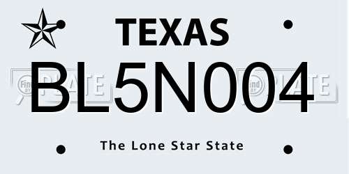 BL5N004 Texas License Plate