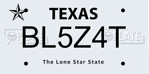 BL5Z4T Texas License Plate