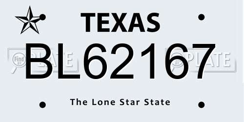 BL62167 Texas License Plate