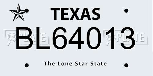BL64013 Texas License Plate