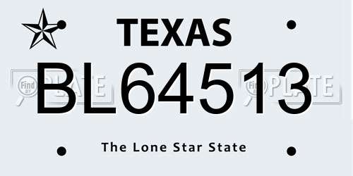 BL64513 Texas License Plate