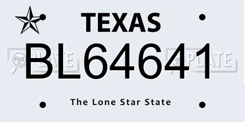 BL64641 Texas License Plate