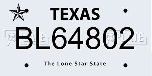 BL64802 Texas License Plate