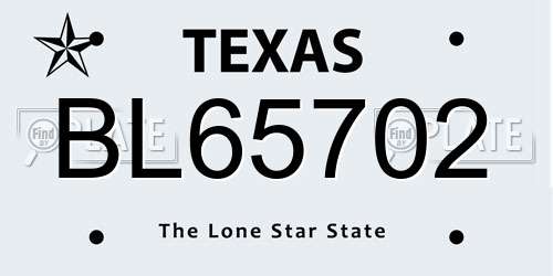 BL65702 Texas License Plate