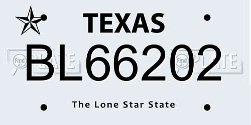 BL66202 Texas License Plate