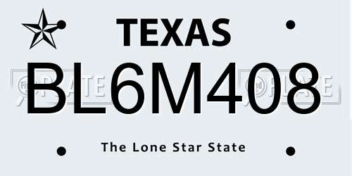 BL6M408 Texas License Plate