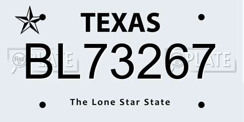 BL73267 Texas License Plate