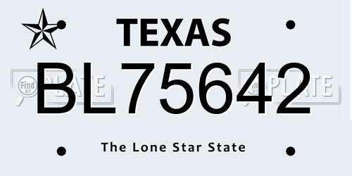 BL75642 Texas License Plate