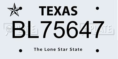 BL75647 Texas License Plate