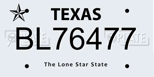 BL76477 Texas License Plate