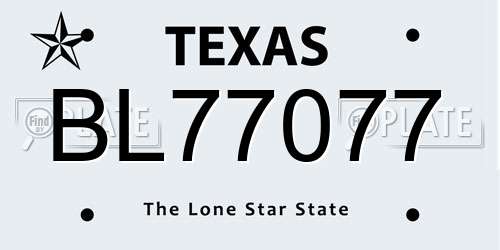 BL77077 Texas License Plate