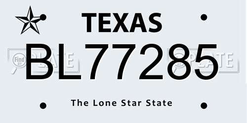 BL77285 Texas License Plate