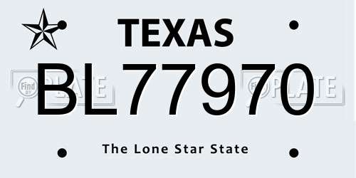 BL77970 Texas License Plate