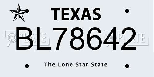BL78642 Texas License Plate