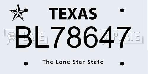 BL78647 Texas License Plate