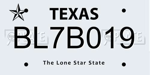 BL7B019 Texas License Plate
