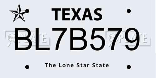 BL7B579 Texas License Plate