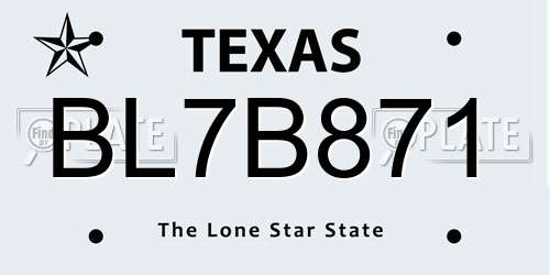 BL7B871 Texas License Plate