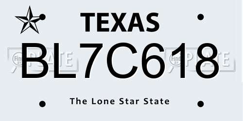 BL7C618 Texas License Plate
