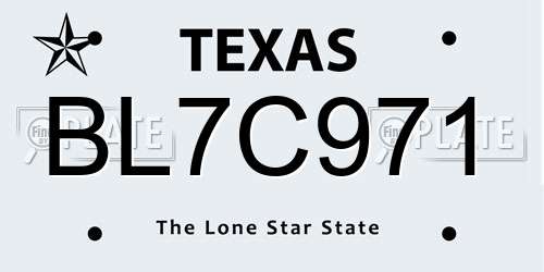 BL7C971 Texas License Plate