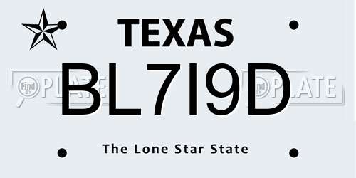 BL7I9D Texas License Plate