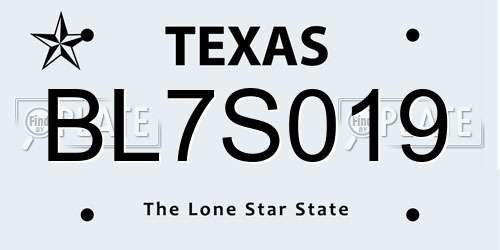 BL7S019 Texas License Plate