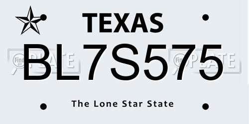 BL7S575 Texas License Plate