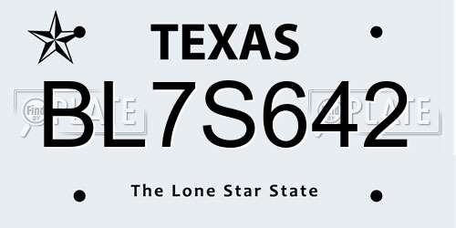 BL7S642 Texas License Plate