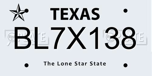BL7X138 Texas License Plate