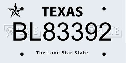 BL83392 Texas License Plate