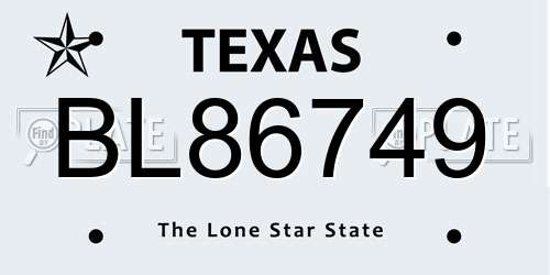 BL86749 Texas License Plate