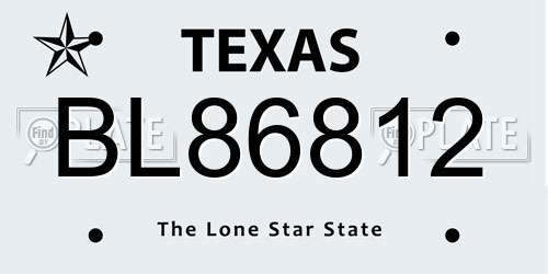 BL86812 Texas License Plate