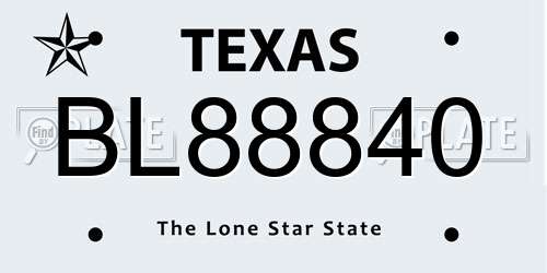 BL88840 Texas License Plate
