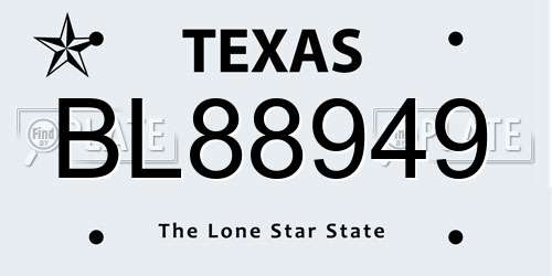 BL88949 Texas License Plate