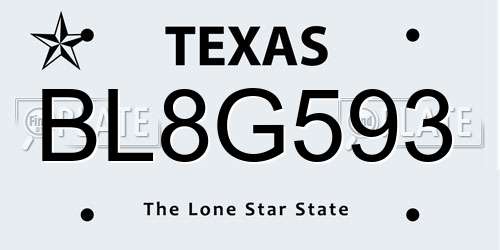 BL8G593 Texas License Plate
