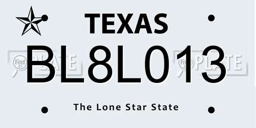 BL8L013 Texas License Plate