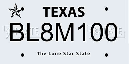 BL8M100 Texas License Plate