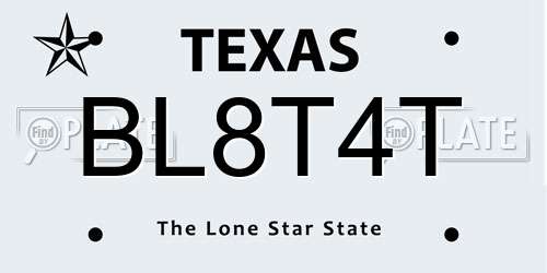 BL8T4T Texas License Plate