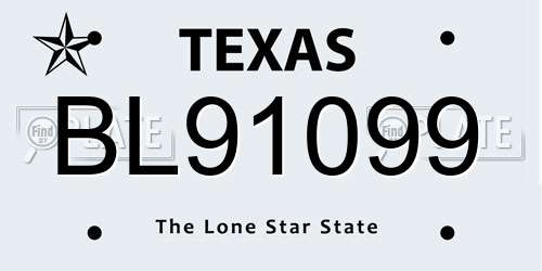 BL91099 Texas License Plate