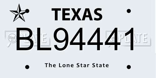 BL94441 Texas License Plate