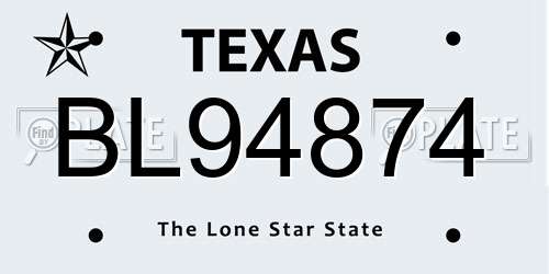 BL94874 Texas License Plate