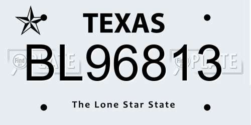 BL96813 Texas License Plate