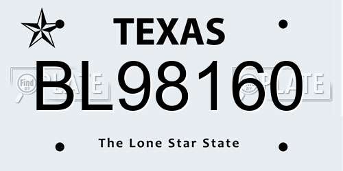 BL98160 Texas License Plate