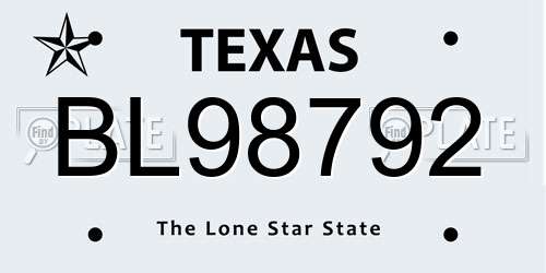 BL98792 Texas License Plate