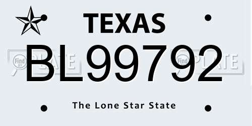 BL99792 Texas License Plate