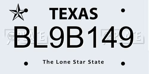 BL9B149 Texas License Plate