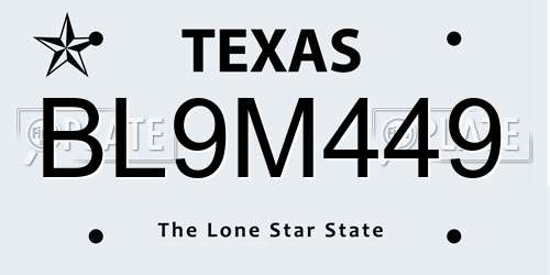 BL9M449 Texas License Plate